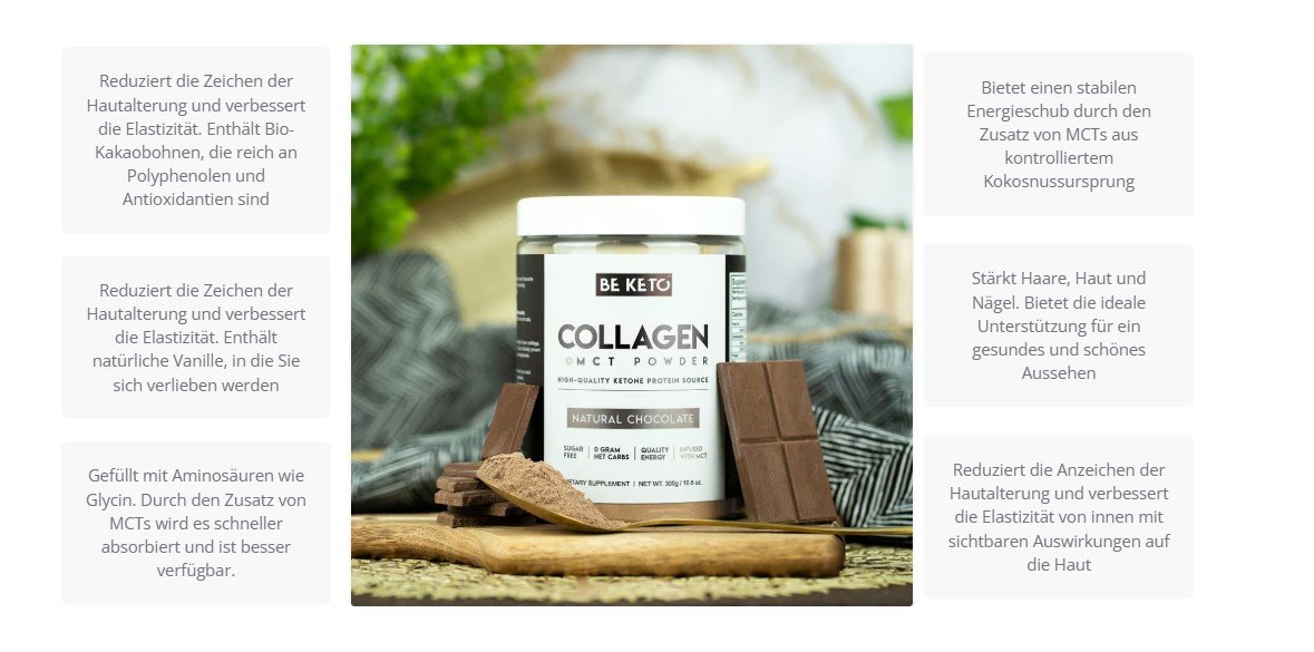 Kollagen + MCT-Öl Natürliche Schokolade 300g Typ-I Haare, Haut und Nagel 3 Kollagen + MCT-Öl Natürliche Schokolade 300g Typ-I Haare, Haut und Nagel – Bild 3